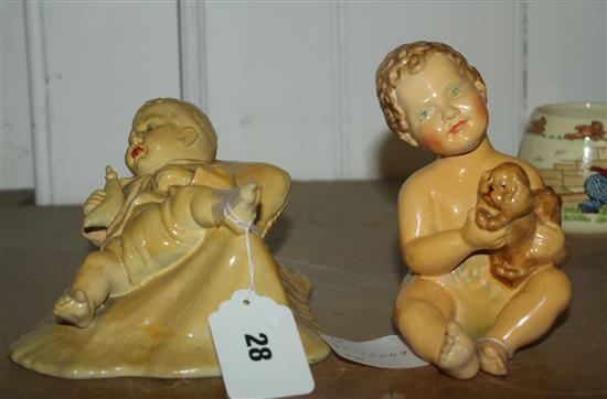 2 Wade cellulose glazed figures of Sleepy-Head and Curls, 1930s